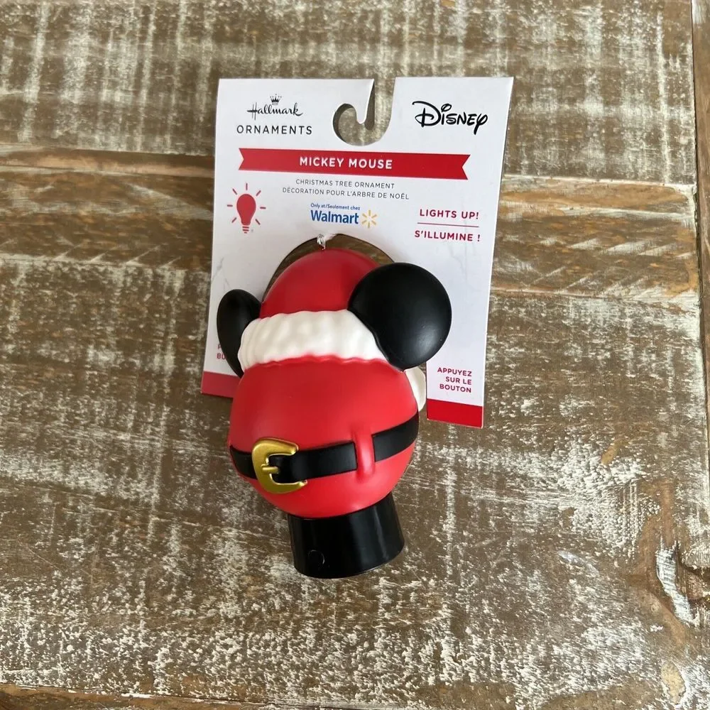 HALLMARK DISNEY MICKEY MOUSE SANTA LIGHT UP CHRISTMAS ORNAMENT 2023 WALMART ONLY